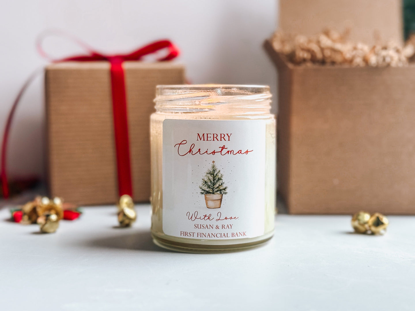 Personalized Merry Christmas Candle | Holiday Soy Candle | Christmas Tree Scented Candle | Christmas Table Decor | Stocking Stuffer Thegiftgalashop